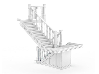 3d白色楼梯模型