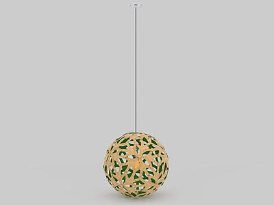 3d创意圆形雕花绣球吊灯模型