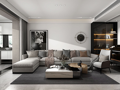 现代客厅沙发茶几模型3d模型