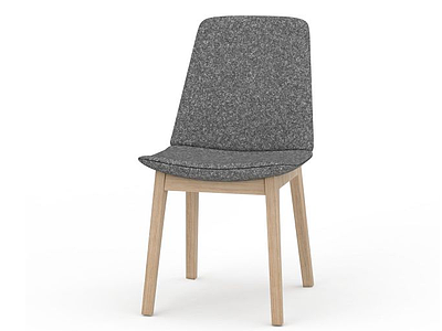 灰色布艺坐垫实木椅模型3d模型