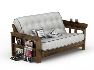 3d现代灰白色布艺休闲沙发模型
