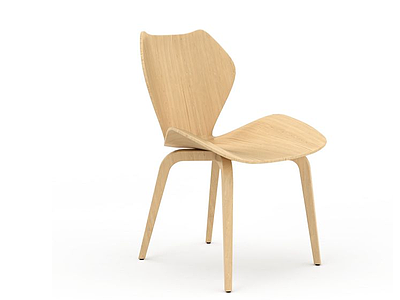 3d高档极简主义实木餐椅模型