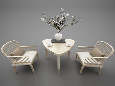 现代木质休闲椅模型