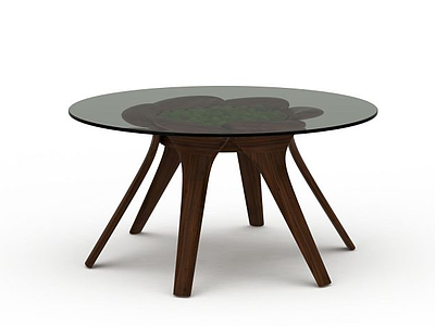 圆形玻璃餐桌模型3d模型