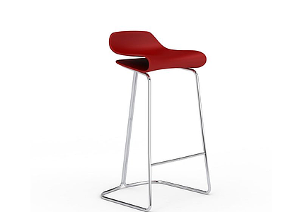 时尚金属支架红色高脚吧椅模型3d模型