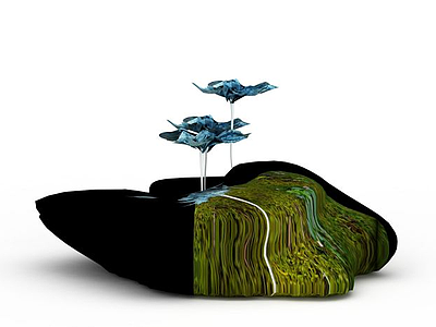 3d蓝色迷人公园盆景免费模型