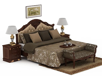 现代卧室床具组合模型3d模型