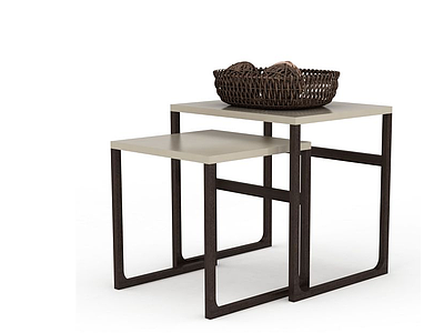 3d时尚重叠金属支架边桌模型