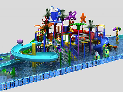 水上乐园,滑梯模型3d模型