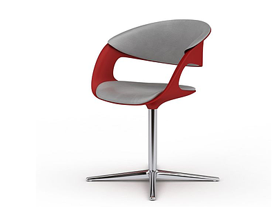 3d创意概念金属支架红色座椅模型