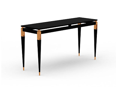 3d简约黑色实木长桌模型