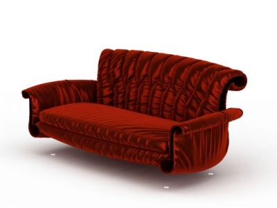 3d红色扶手沙发模型