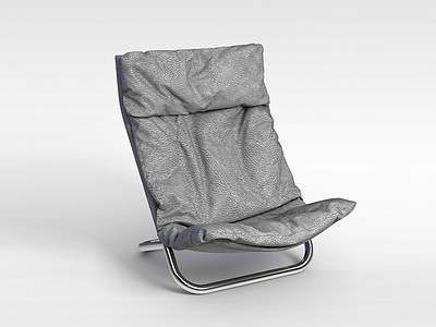 3d时尚灰色皮面矮沙发椅模型