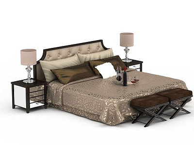 3d卧室床具免费模型