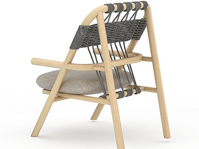 3d绳编休闲木椅模型