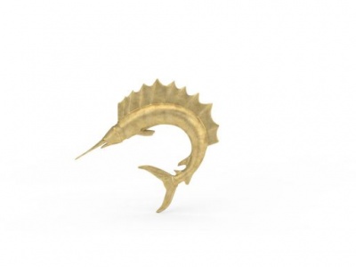 3d金色剑鱼形装饰品模型