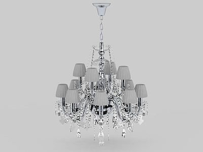 精美银色金属支架水晶吊灯模型3d模型