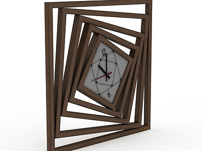 3d创意装饰实木挂钟模型