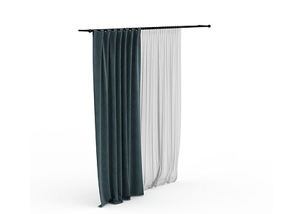 现代家居拼色窗帘模型3d模型