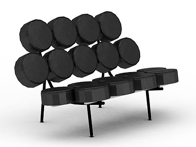 3d黑色艺术圆形拼装长椅模型