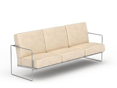 3d极简主义米色休闲三人沙发免费模型