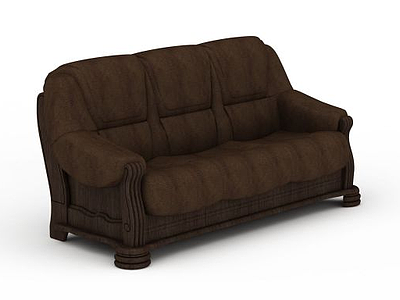 3d时尚咖啡色鹿皮面休闲沙发免费模型