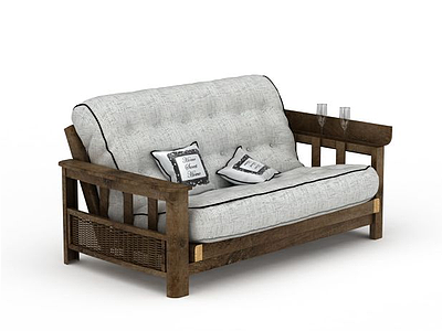 3d现代灰色布艺沙发椅模型
