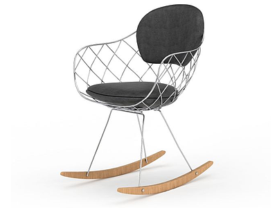 3d时尚不锈钢黑色软坐垫摇椅模型