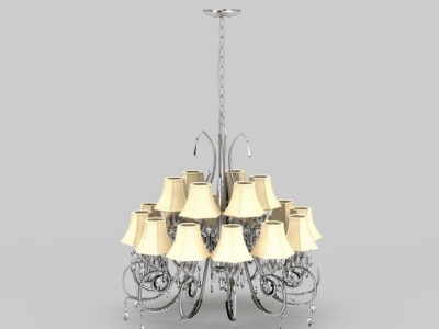3d现代银色金属支架吊灯免费模型