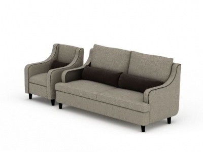 3d浅灰色高档布艺沙发免费模型