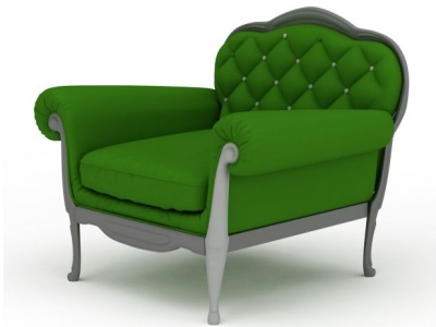 时尚绿色软包布艺沙发模型3d模型