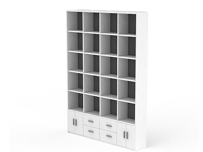 现代大型多格书柜模型3d模型