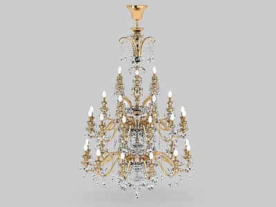 精美宫廷水晶烛台吊灯模型3d模型