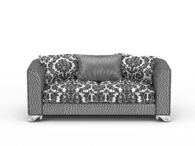 3d灰色布艺印花沙发免费模型