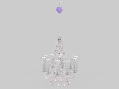 3d清新粉色公主房水晶吊灯免费模型
