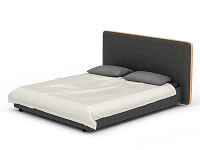 3d现代简约灰色软包双人床免费模型