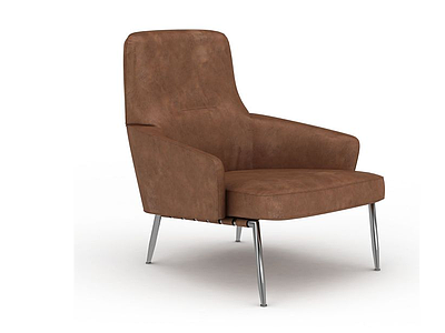 3d现代棕色休闲靠背沙发椅模型