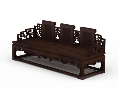 中式精品福寿纹三人椅模型