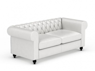 3d时尚美式软包白色双人沙发免费模型