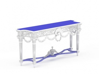 3d白蓝拼色雕花边桌免费模型