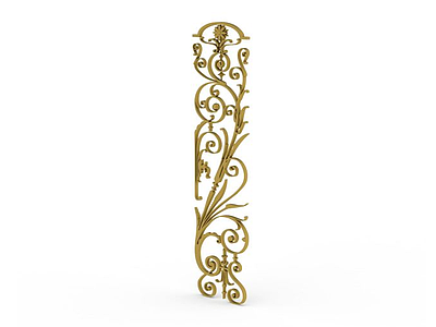 3d金色金属雕花装饰构件模型