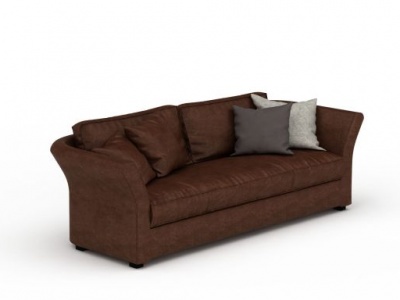 3d咖啡色皮质长沙发模型