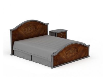 3d双人床和床头柜免费模型