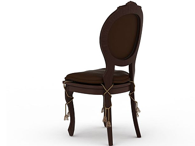 欧式系带装饰软坐垫餐椅模型3d模型
