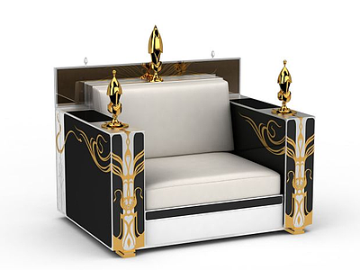 3d精品金色花纹装饰沙发免费模型