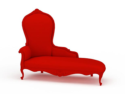 3d时尚大红色贵妃榻式躺椅免费模型