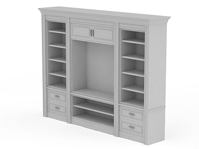 现代灰白色大型实木展示柜模型3d模型