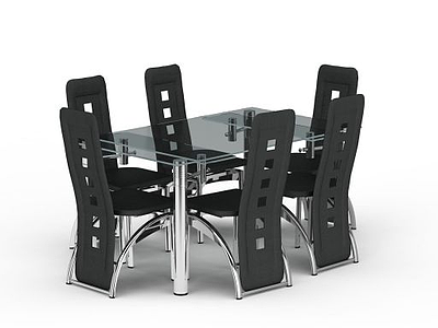 3d现代桌椅组合免费模型