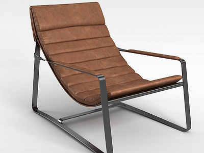 休闲棕色扶手沙发椅模型3d模型