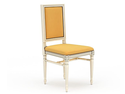 现代黄色软坐垫实木餐椅模型3d模型